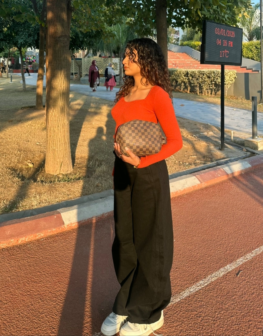 High Rise Jet Black Barrel Jeans