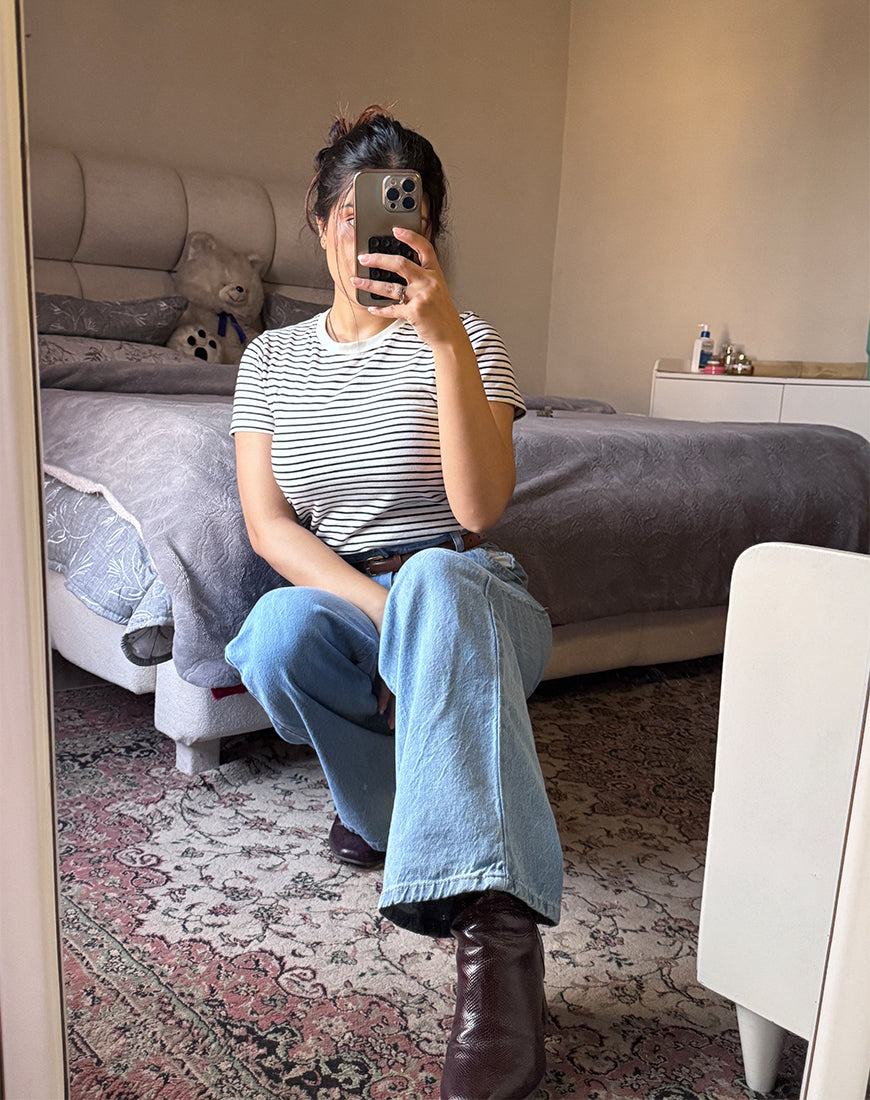 High Rise Wide Leg Jeans Mid Blue