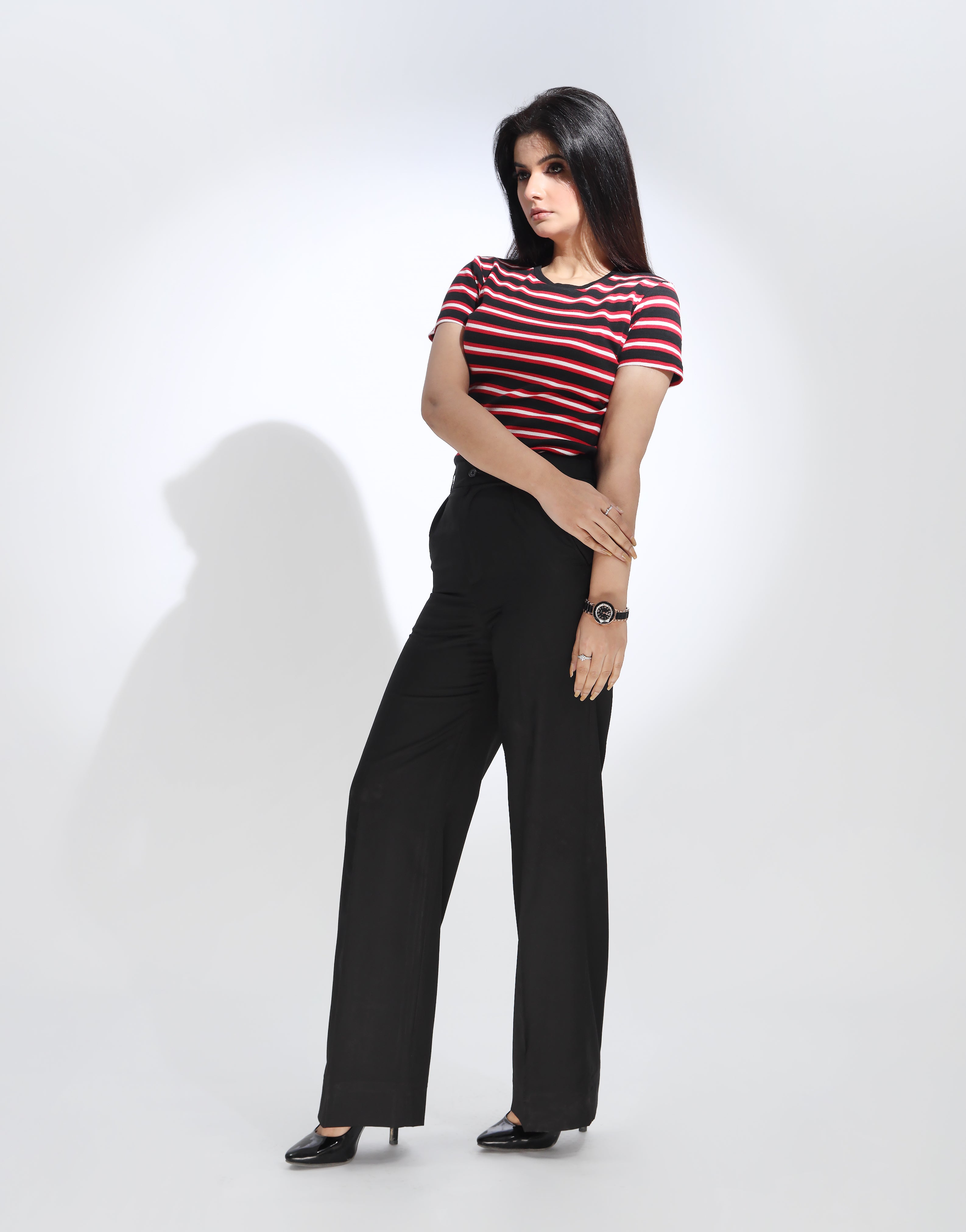 Wide Leg Single Pleated Formal Pant Black