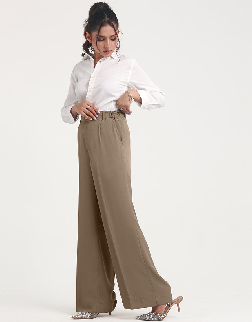Wide Georgette Pants Light Brown