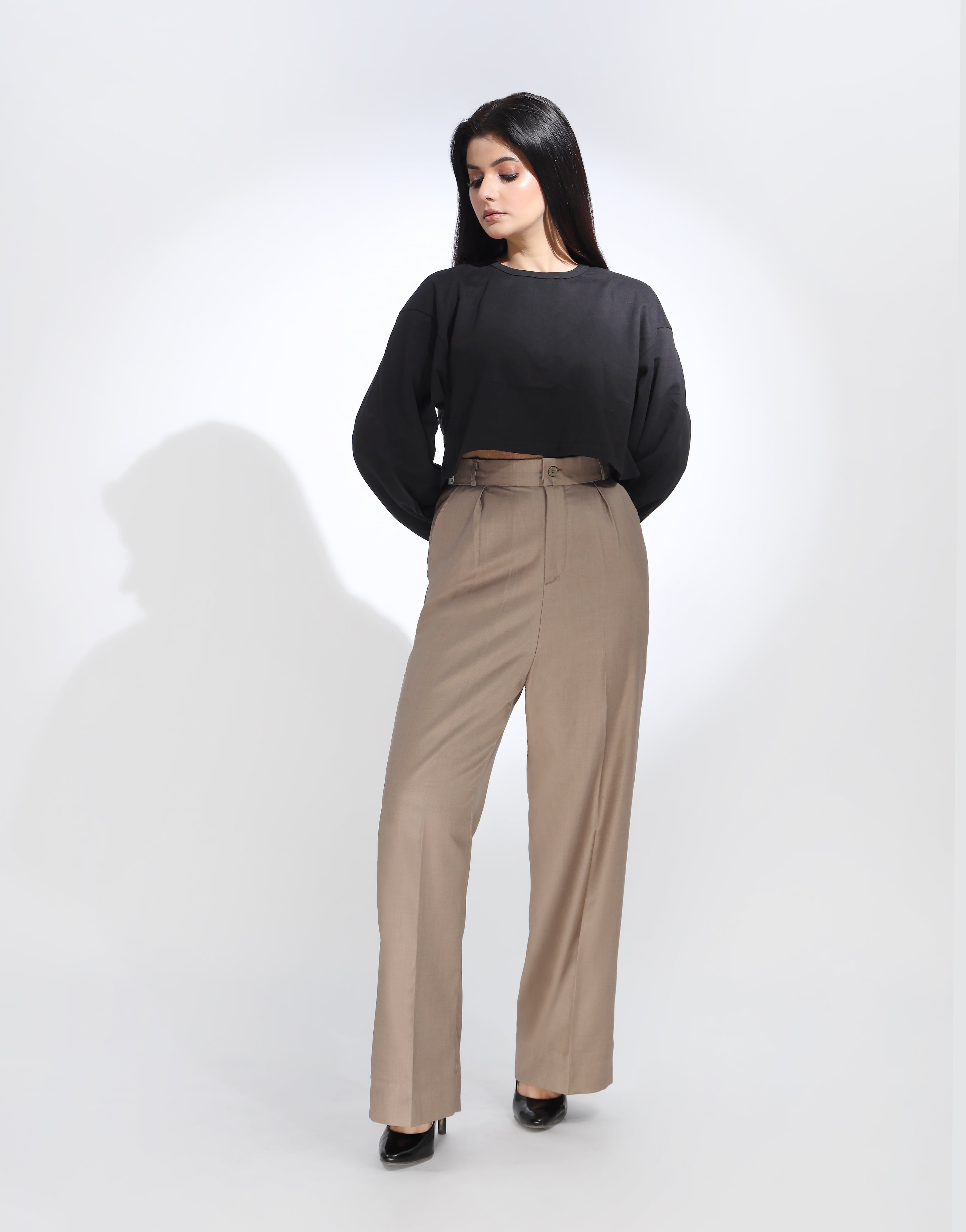 Wide Leg Single Pleated Formal Pants Skin