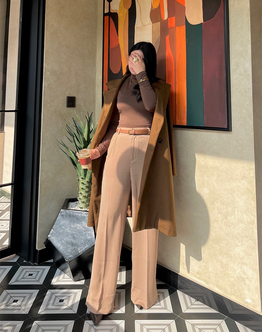 Beige Wide Leg Pants