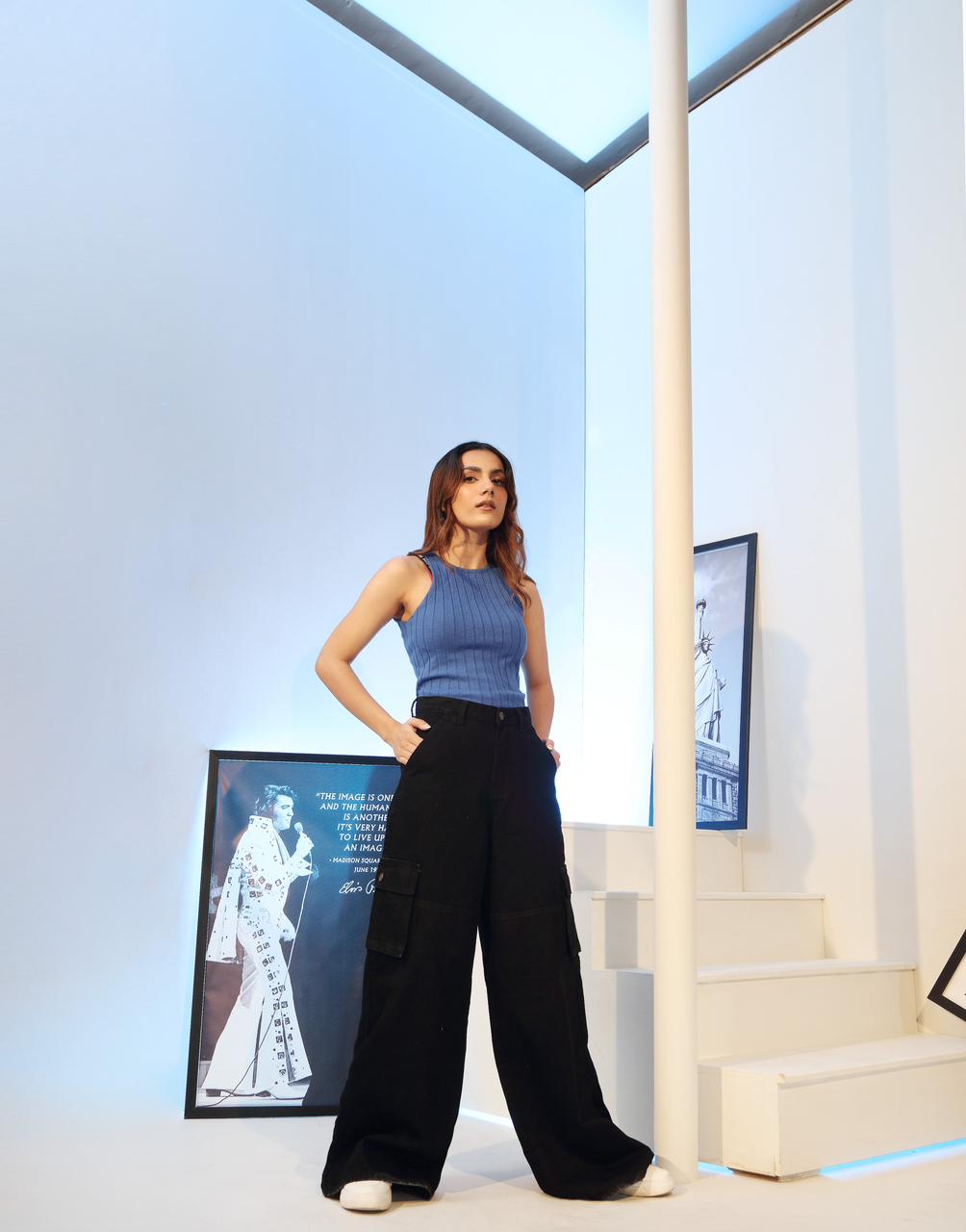 Wide Leg Jeans Cargo Black Minor Fault