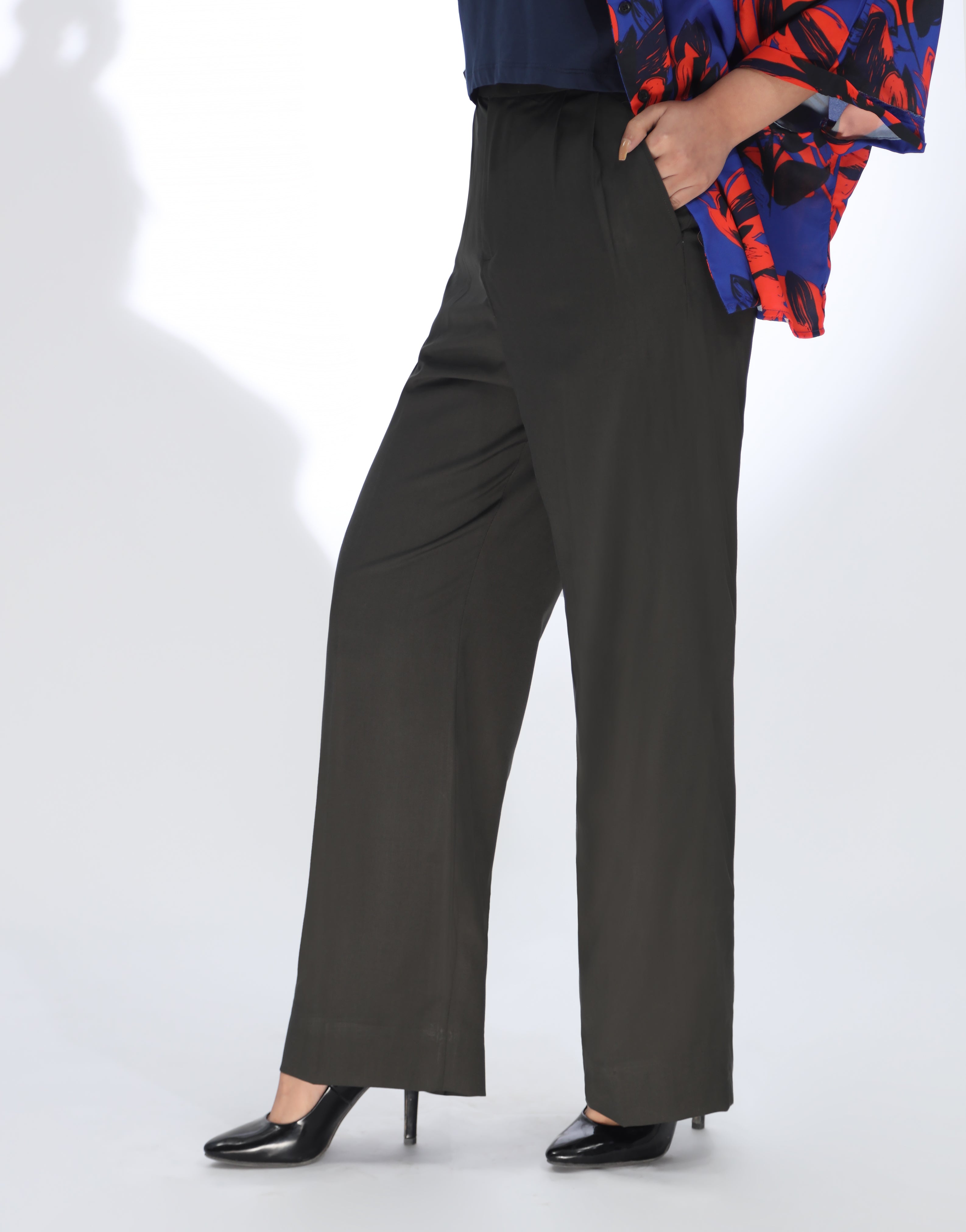 Wide Leg Double Pleated Dress Pant Olive