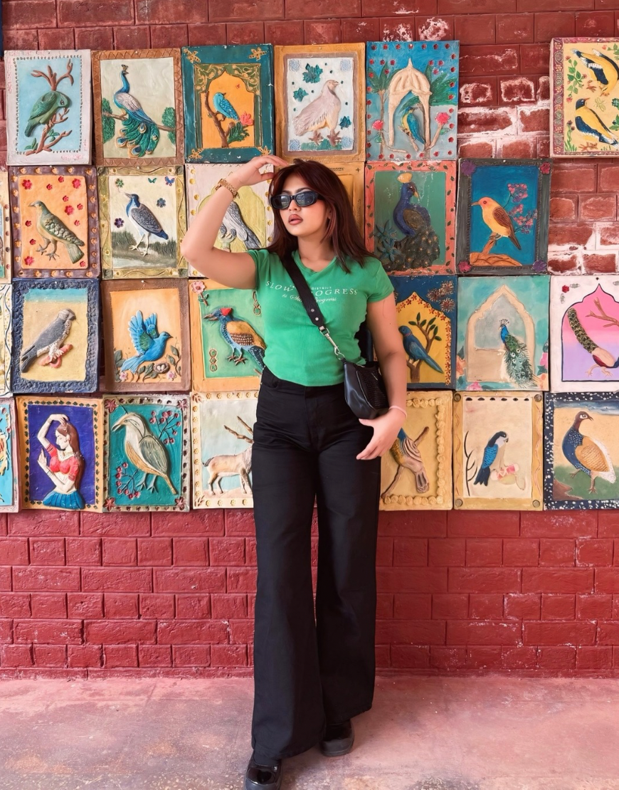 Wide Leg Twill Pants Jet Black