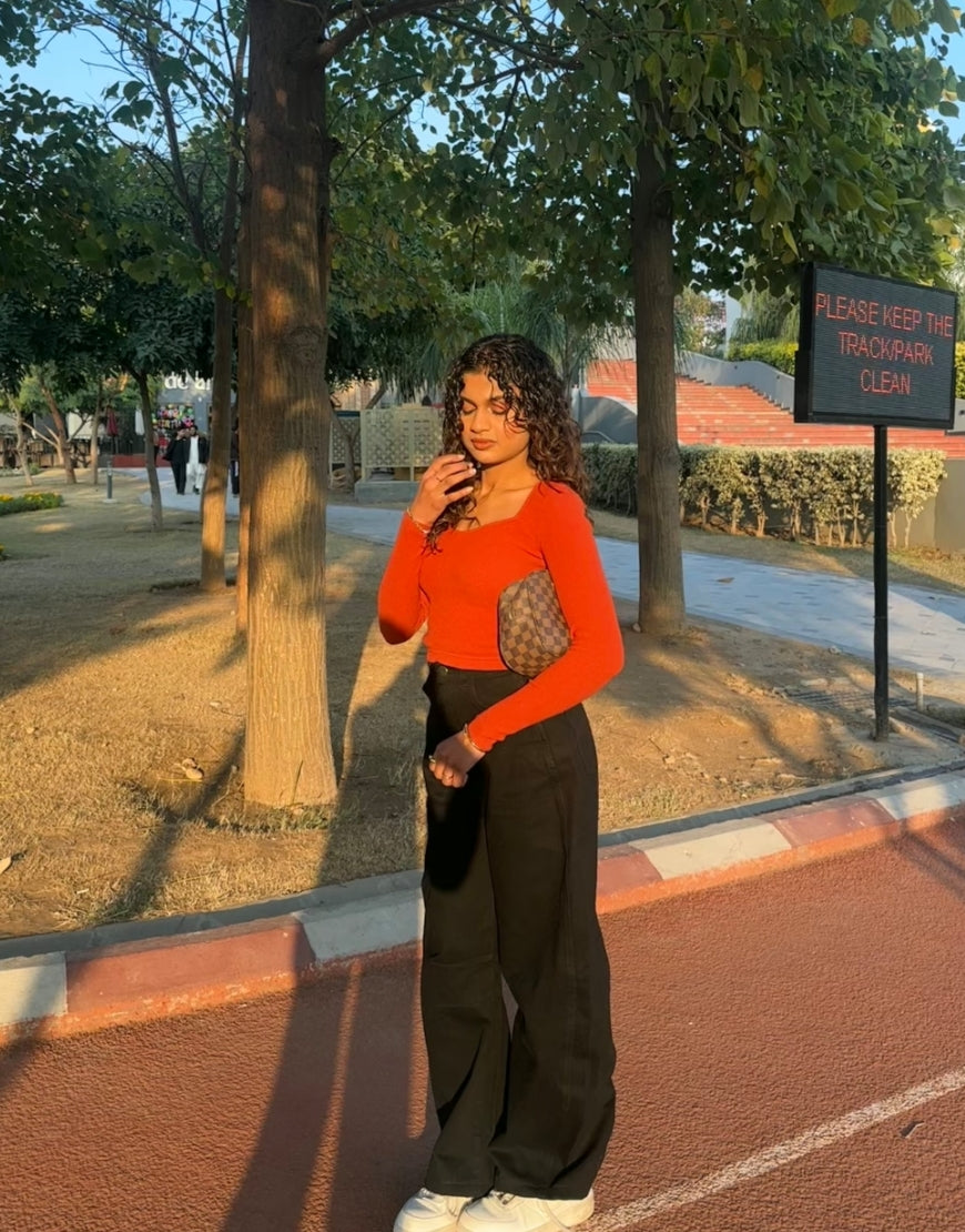 High Rise Jet Black Barrel Jeans Minor Fault