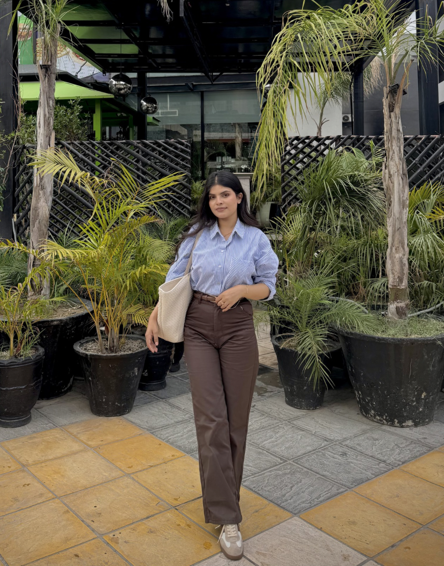Wide Leg Twill Pants Mocca