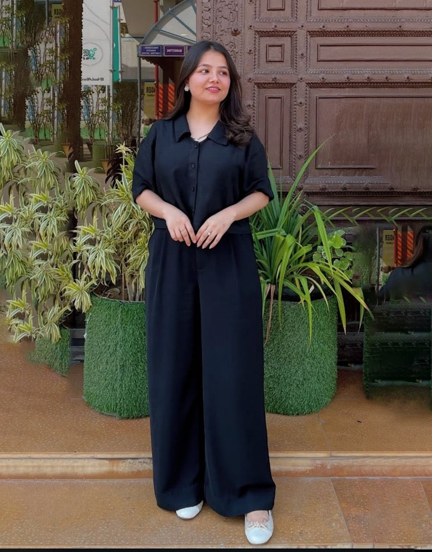 Wide Georgette Pants Black