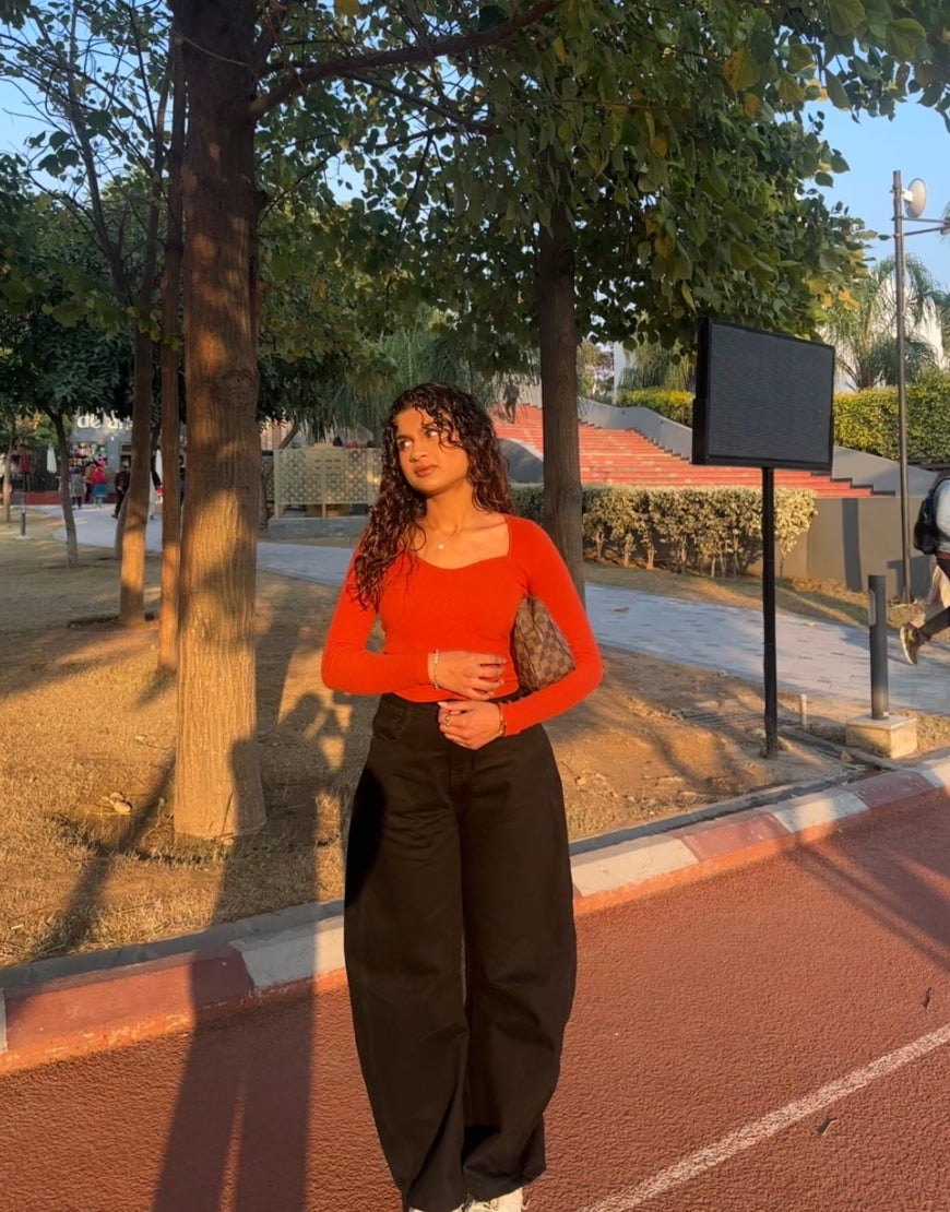 High Rise Jet Black Barrel Jeans