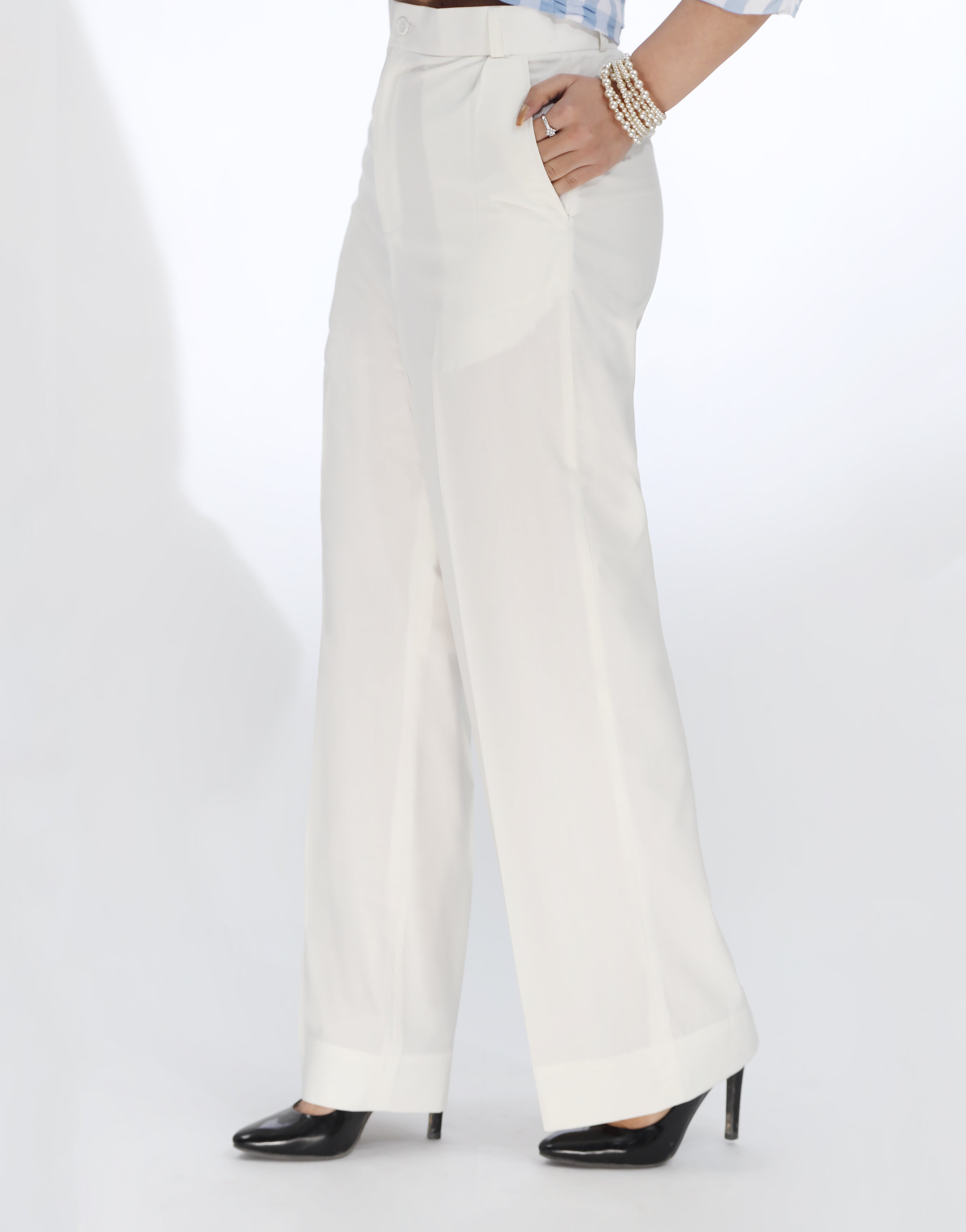 Wide Leg Premium Dress Pant Milky White