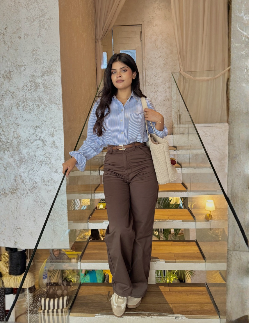Wide Leg Twill Pants Mocca