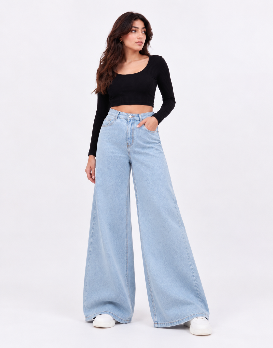 Super Wide Leg Jeans Light Wash