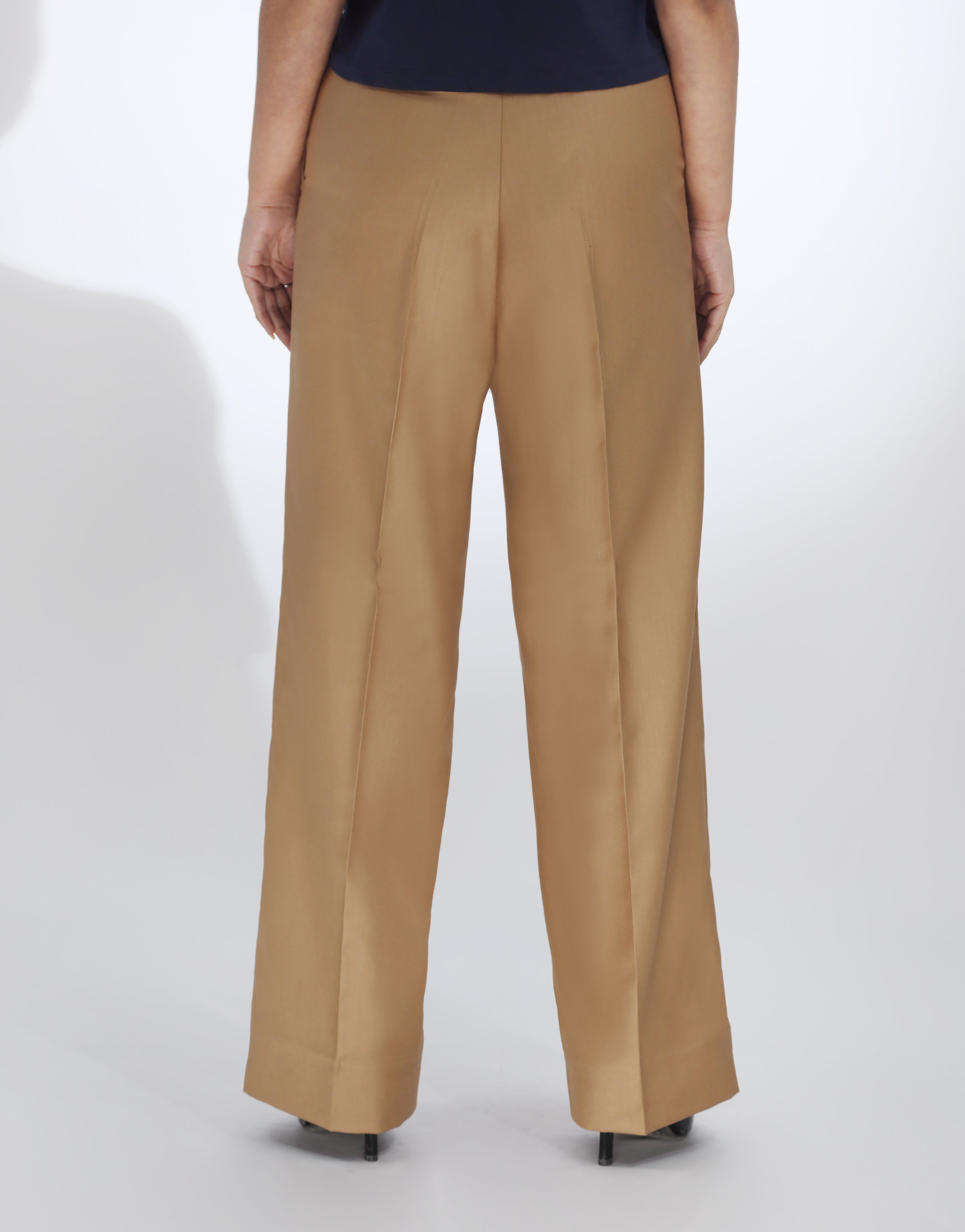 Wide Leg Double Pleated Dress Pant Beige