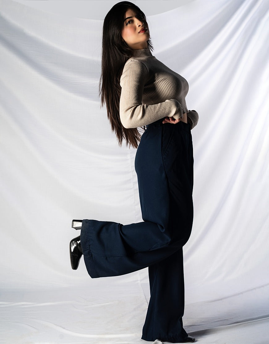 Navy Wide Leg Pants