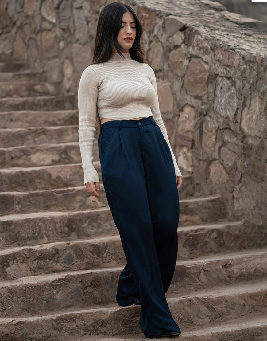 Navy Wide Leg Pants