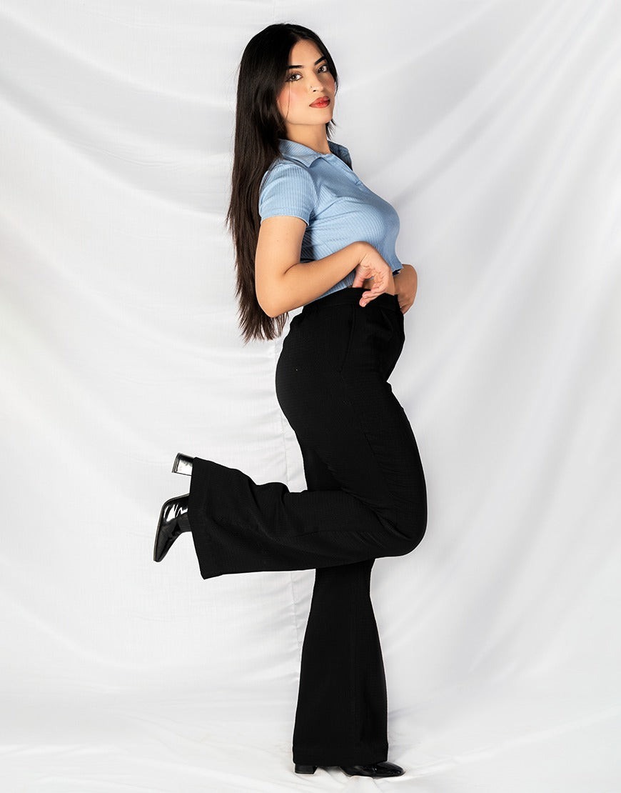 High Waisted Bootcut Pants Black