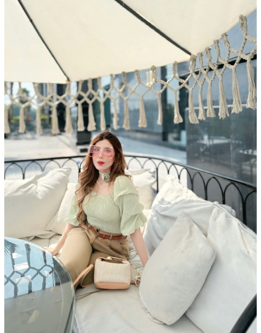 Beige Wide Leg Pants