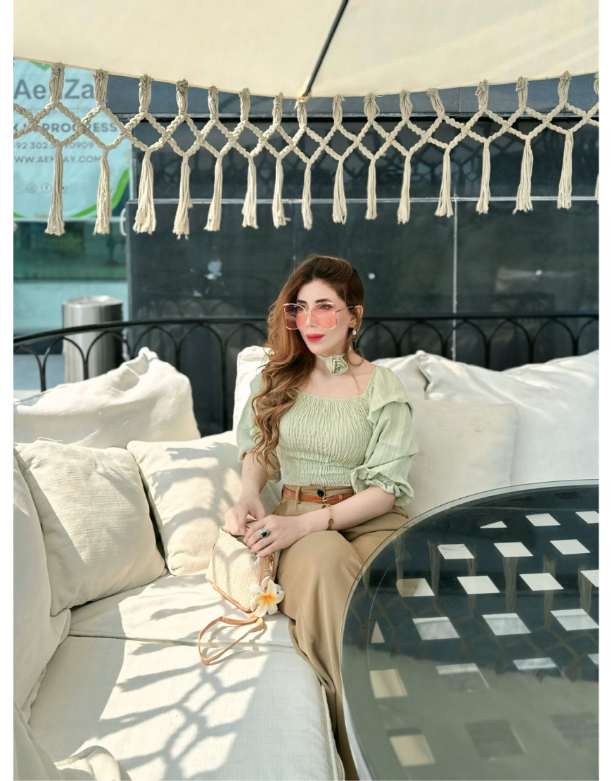 Beige Wide Leg Pants