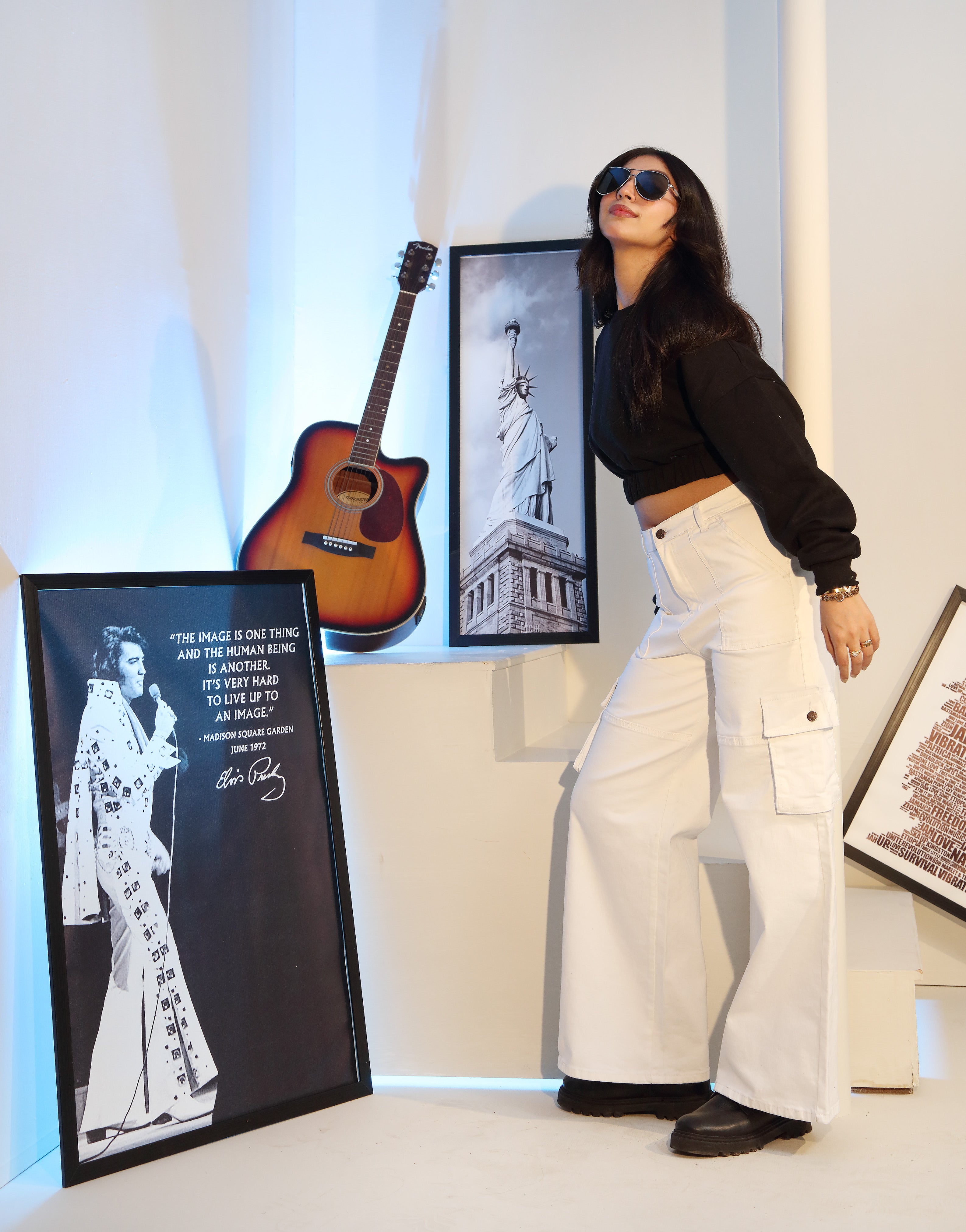 Wide Leg Flap Pocket Cargo Jeans White