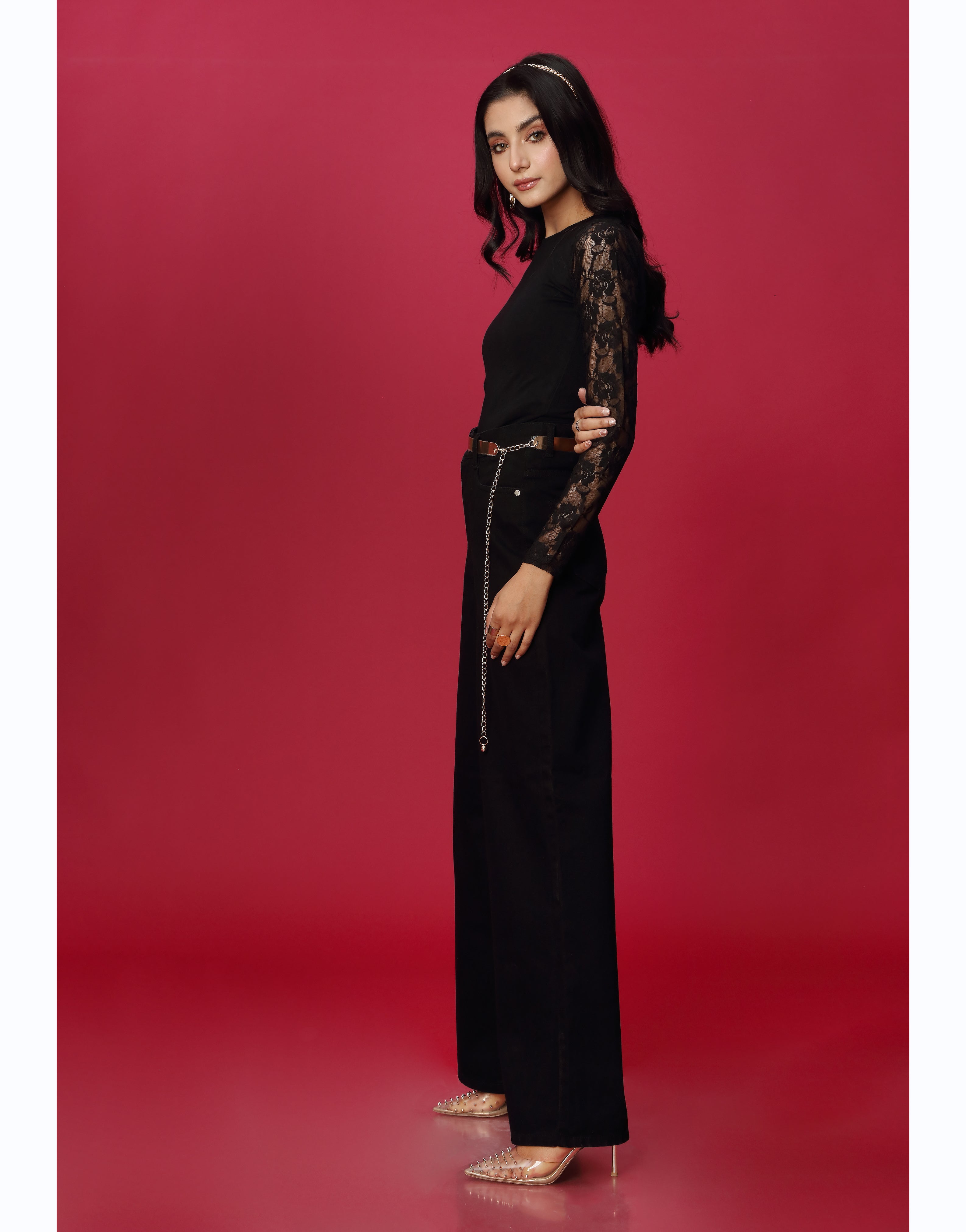 High Rise Wide Leg Jeans Black