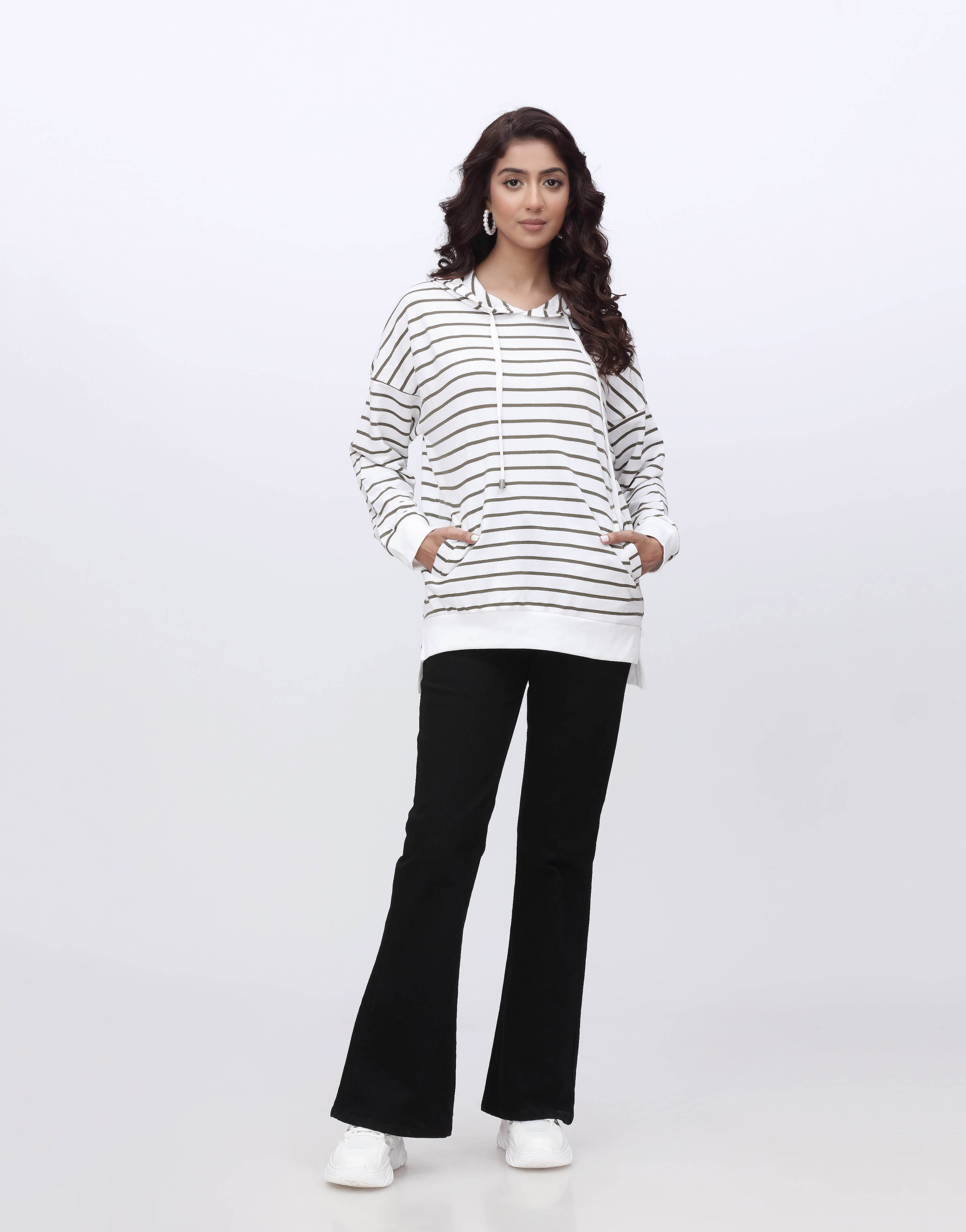 Terry Green Lining Hoodie in White (MINOR DEFECT)