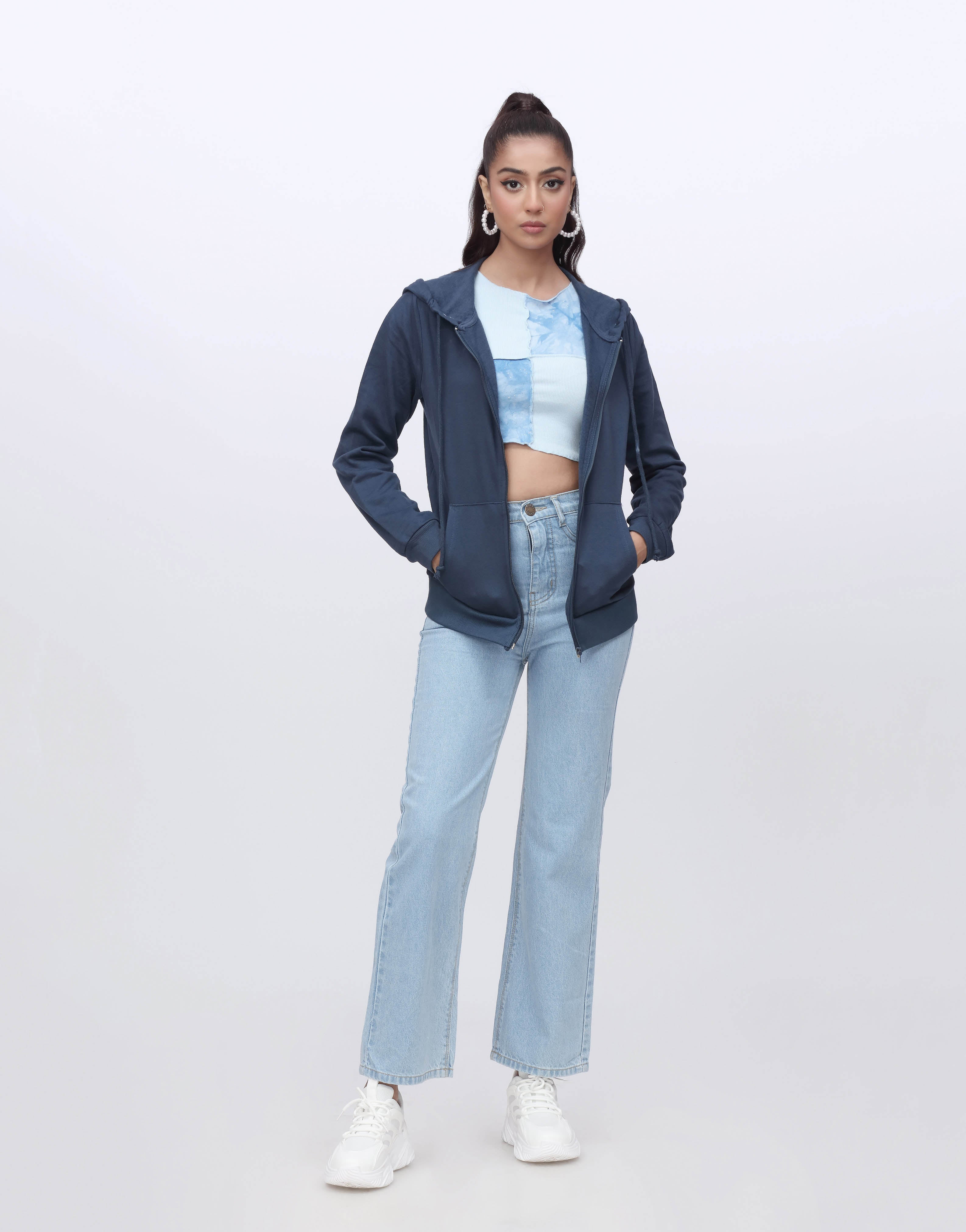 Zipper Hoodie Fleece- Navy Blue (MINOR DEFECT)