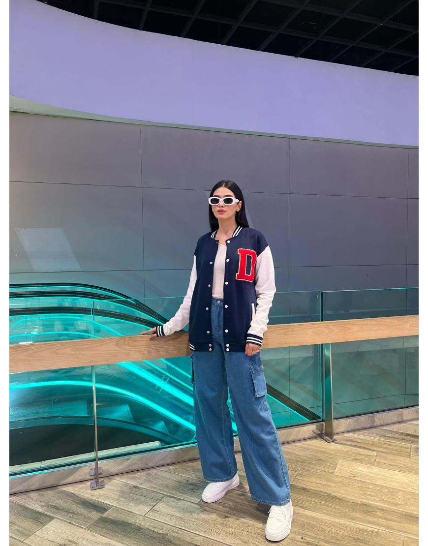 High Rise Wide Leg Cargo Jeans Stone Blue