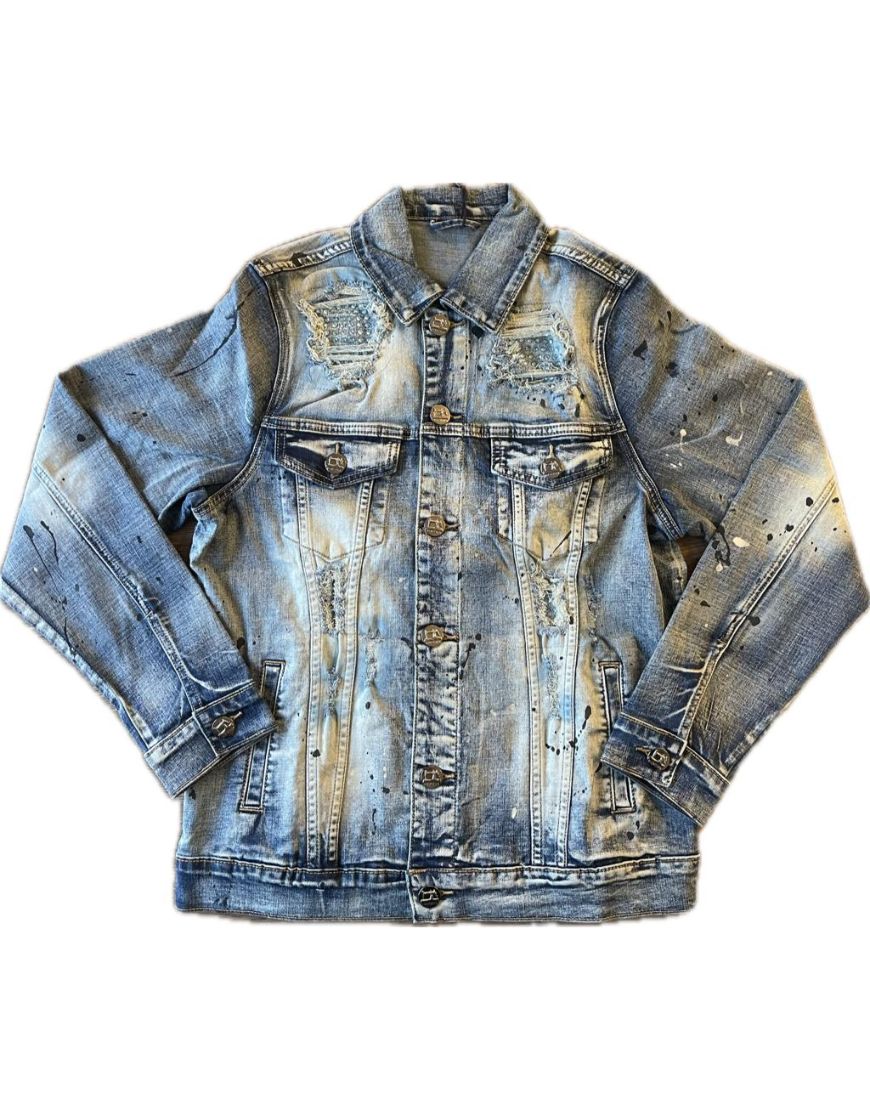Distressed Denim Jacket Stretchable