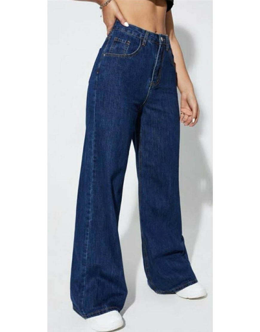 High Rise Wide Leg Jeans Royal Blue