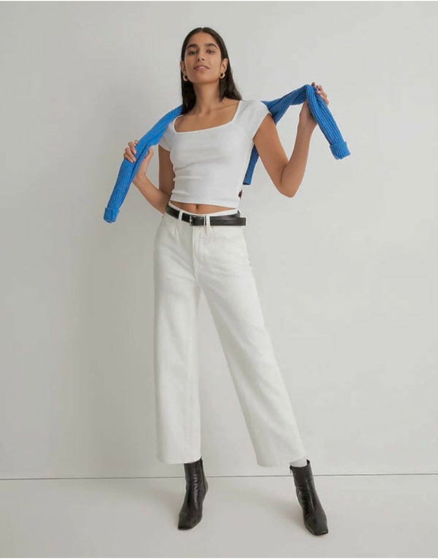 Wide Leg Culottes Jeans Off White