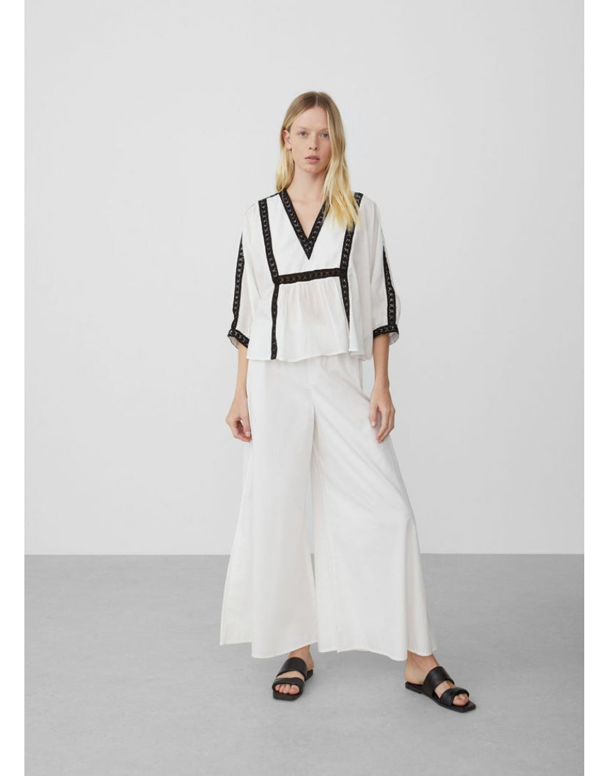 Plazo Trouser in White (MINOR DEFECT)