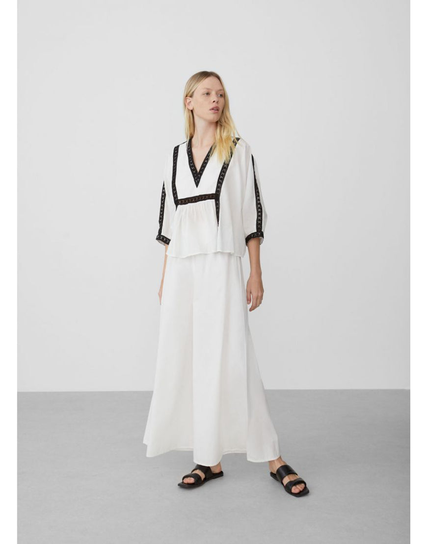 Plazo Trouser in White (MINOR DEFECT)