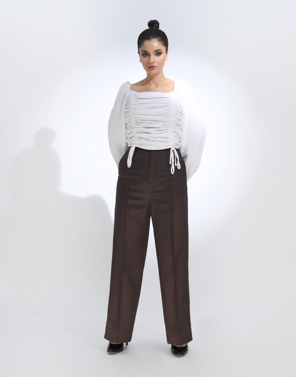 Dawn’s Stitch (Wide Leg Pintex Pleated Dress Pant Chocolate Brown)
