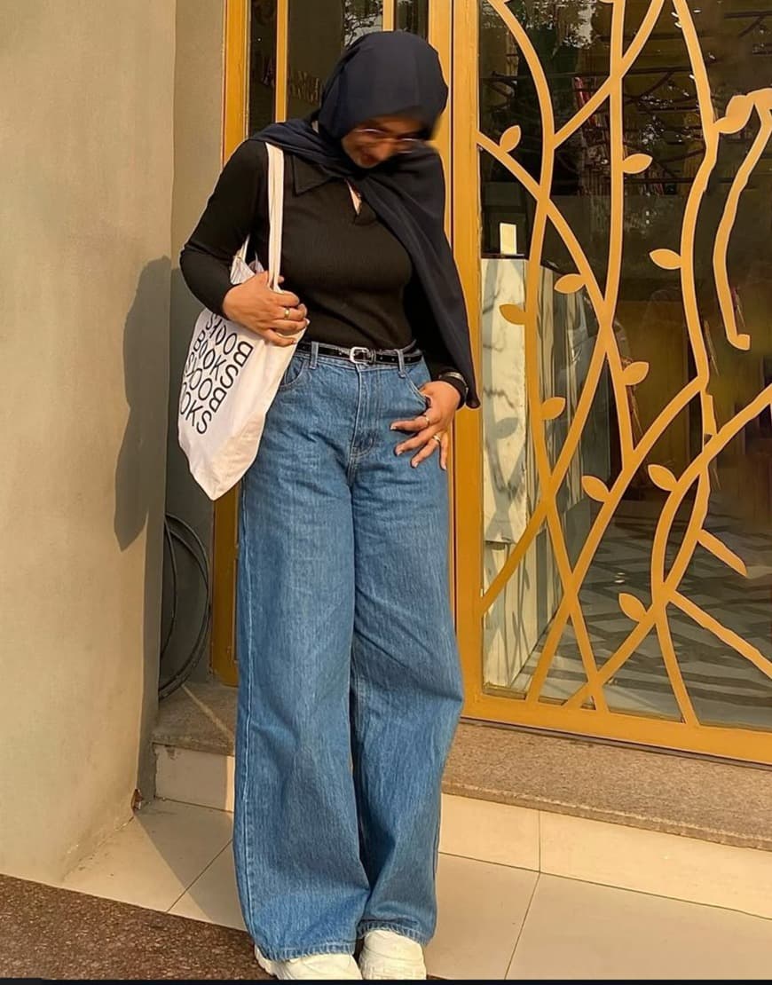 High Rise Wide Leg Jeans Stone Blue