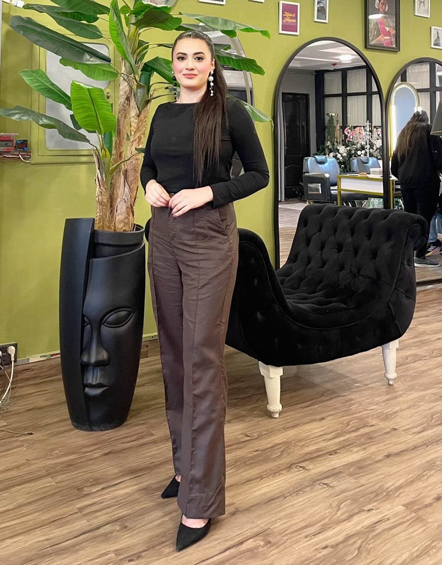 Dawn’s Stitch (Wide Leg Pintex Pleated Dress Pant Chocolate Brown)