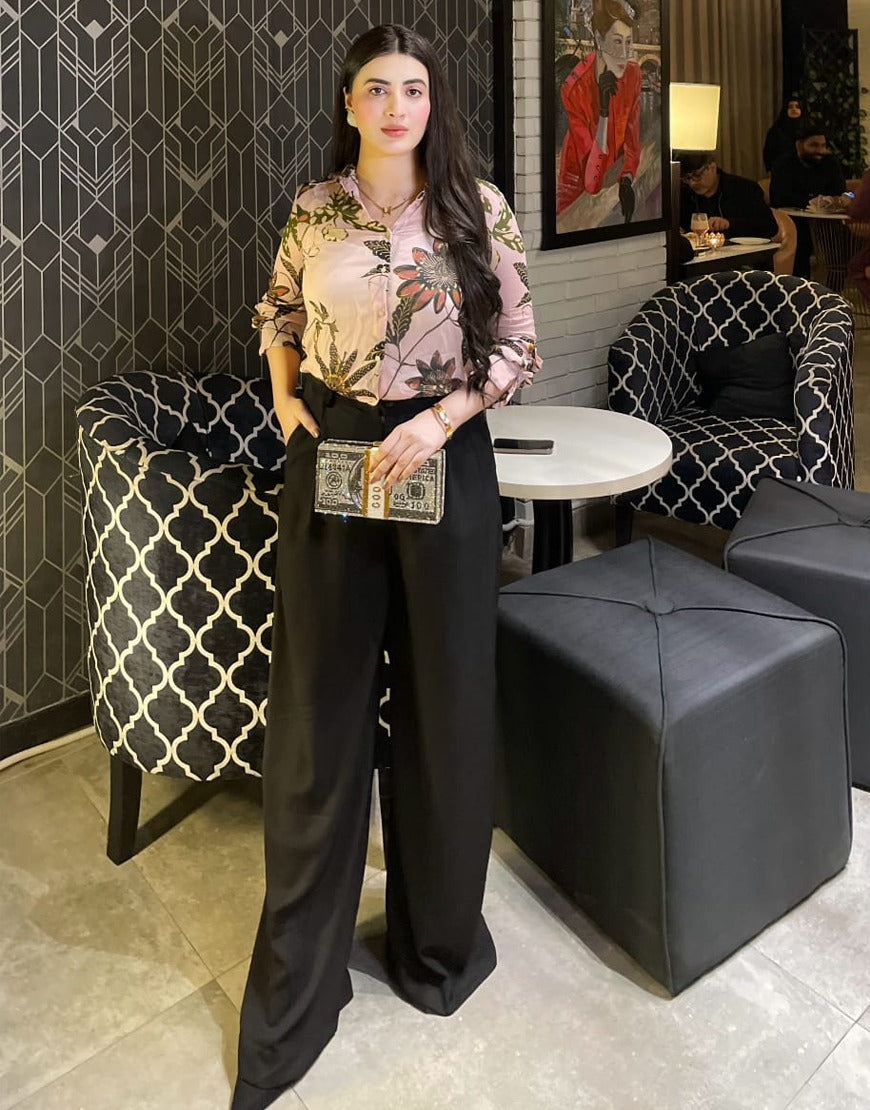 Wide Georgette Pants Black