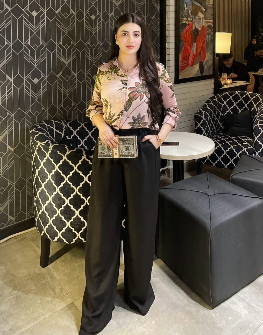 Wide Georgette Pants Black