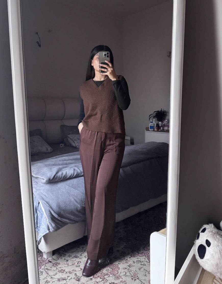 Coffee Brown Wide Leg Pants