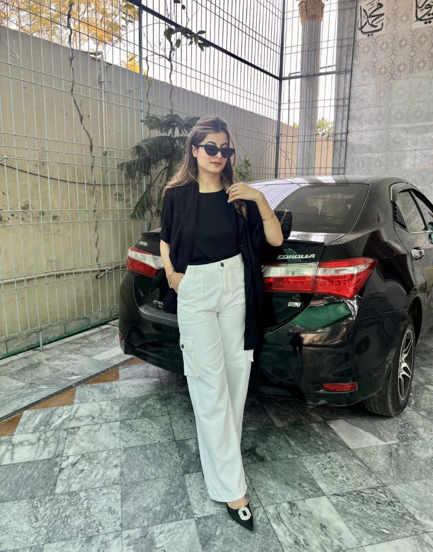 Wide Leg Flap Pocket Cargo Jeans White