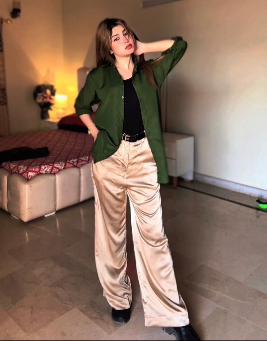 Beige Premium Wide Leg Pants