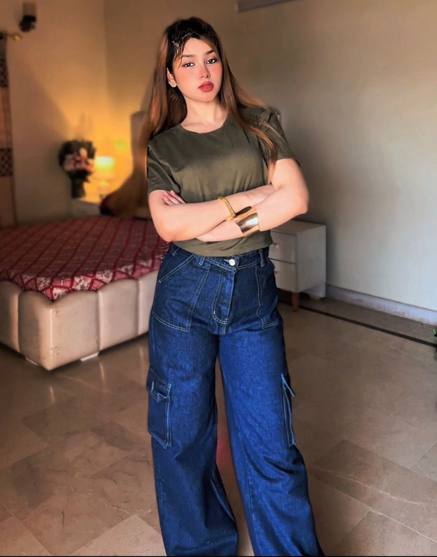 Wide Leg Flap Pocket Cargo Indigo