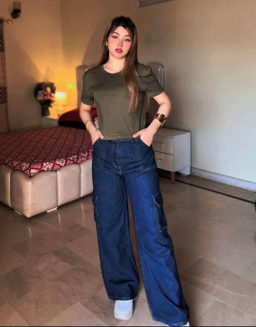 Wide Leg Flap Pocket Cargo Indigo