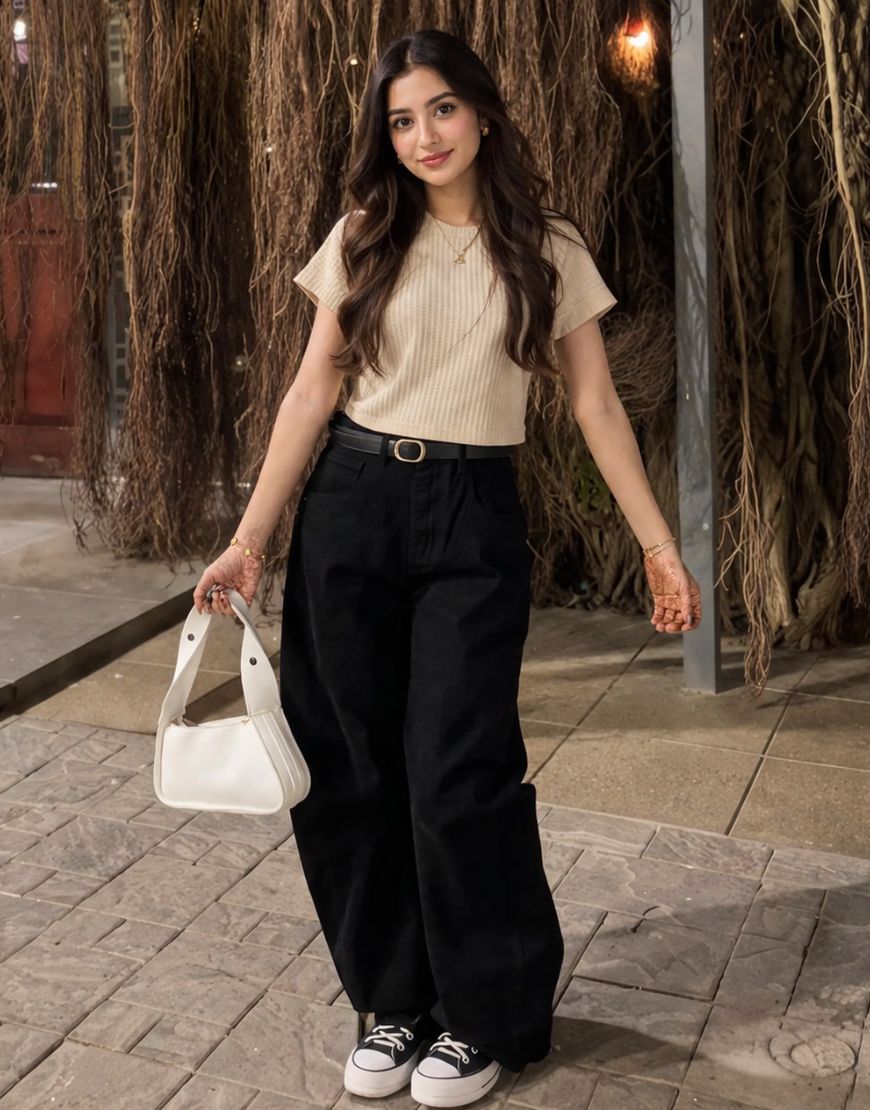 High Rise Jet Black Barrel Jeans