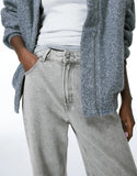 High Straight Baggy Jeans Light Grey Wash