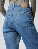 High Straight Jeans Stone Wash