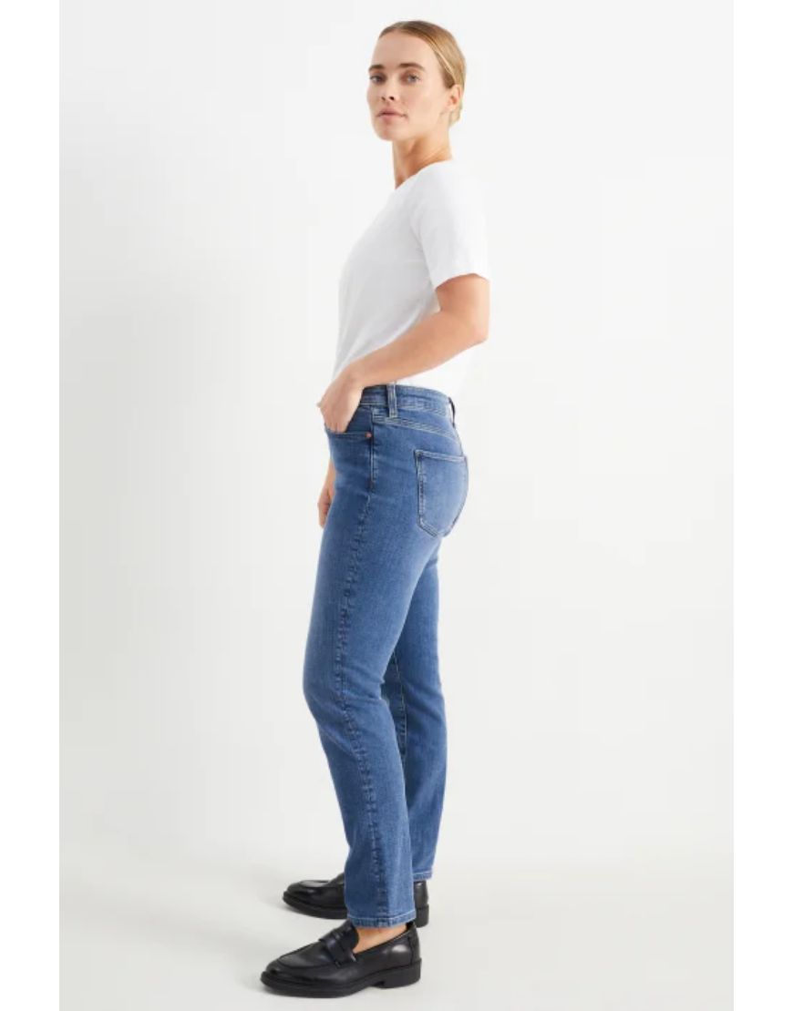 Mid Rise Slim Jeans Stretchable Dark Blue