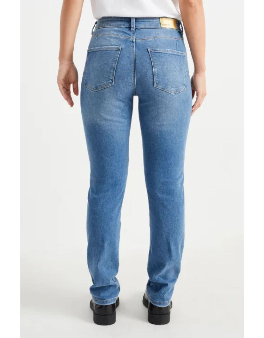 Mid Rise Slim Jeans Stretchable Mid Blue