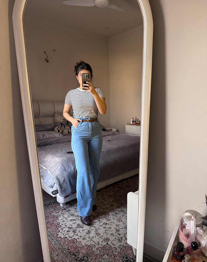High Rise Wide Leg Jeans Mid Blue