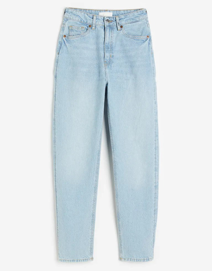 Hm High Rise Mom Jeans Ace Blue