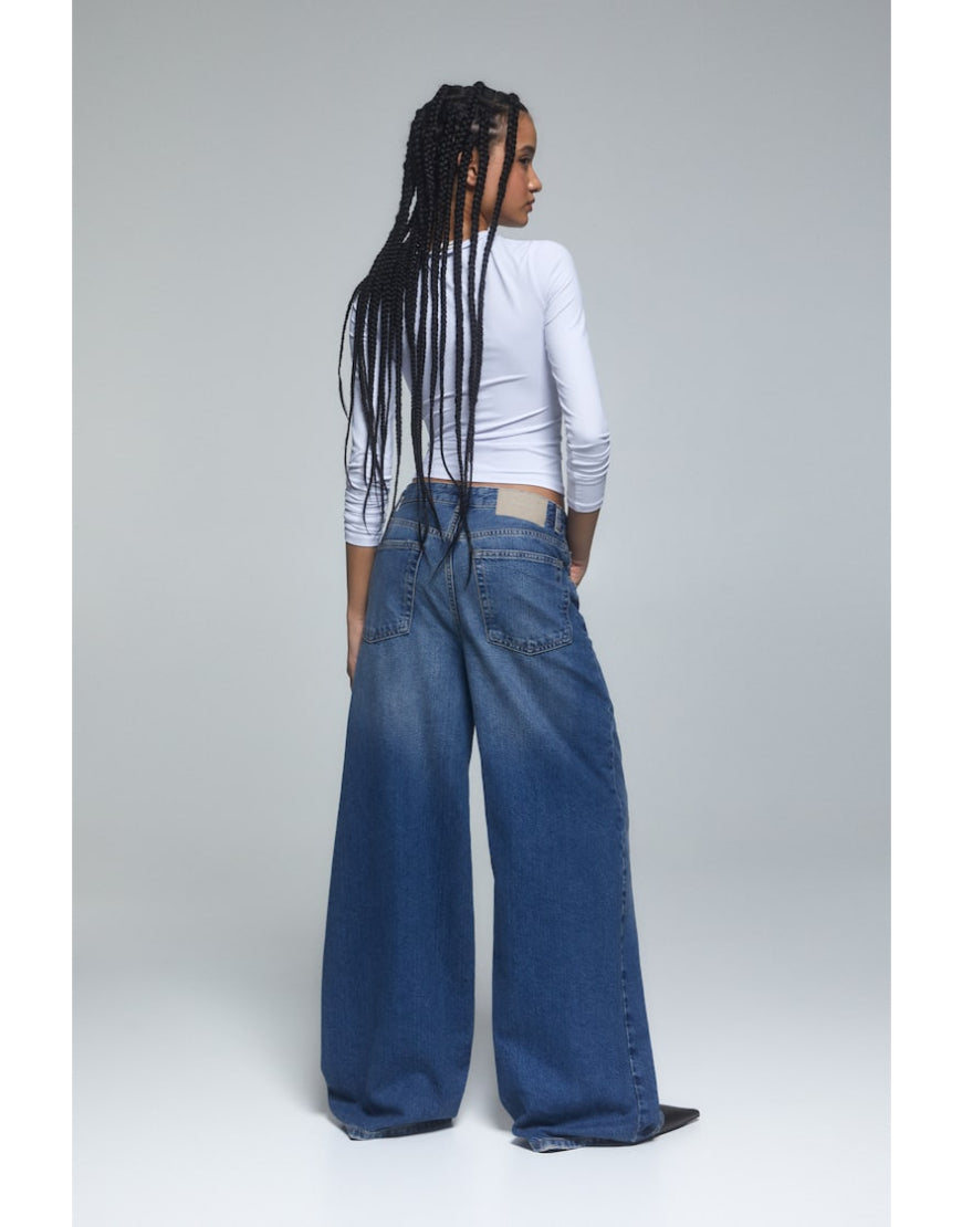 Baggy Straight Jeans in Stone Blue